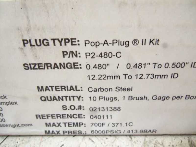 LOT OF 10 CURTIS WRIGHT P2-480-C POP-A-PLUG II KIT *FACTORY SEALED*