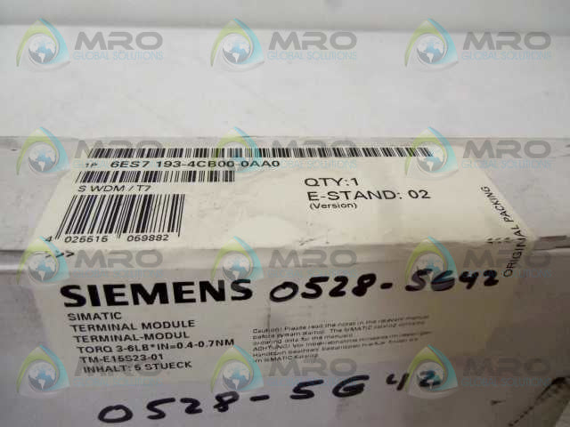 SIEMENS 6ES7193-4CB00-0AA0 TERMINAL MODULE (PKG OF 5) * FACTORY SEALED *