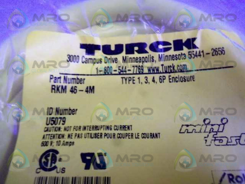 TURCK RKM 46-4M CORDSET * NEW IN FACTORY BAG *