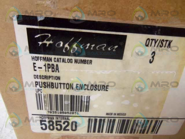 LOT OF 3 HOFFMAN E-1PBA PUSHBUTTON ENCLOSURE *NEW IN BOX*