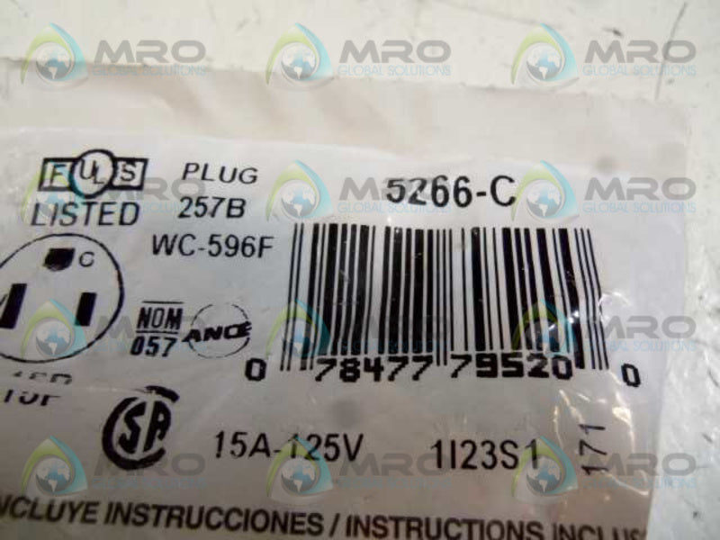 LEVITON 5266-C PLUG * NEW IN FACTORY BAG *