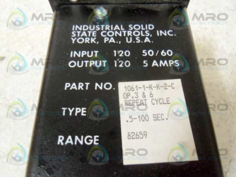 ISSC 1061-1-K-K-2-C TIME ON DELAY .5-100 SEC (REPEAT CYCLE)  NSMP