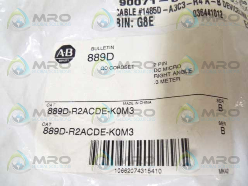 INDUSTRIAL SPARE PART 889D-R2ACDE-K0M3 SER. B QD CORDSET  NSMP