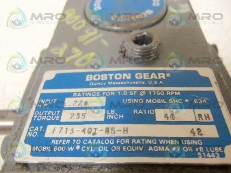 BOSTON GEAR F713-40T-B5-H GEAR REDUCER  UNMP