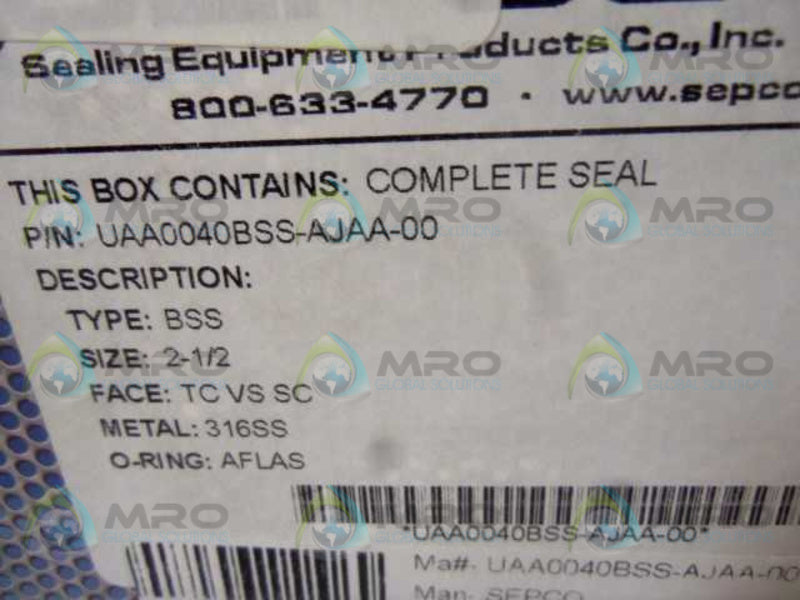 SEPCO UAA0040BSS-AJAA-00 MECHANICAL SEAL  NSMP