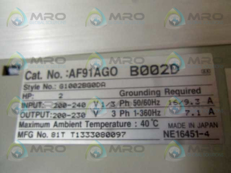 CUTLER HAMMER AF91AG0B002D ADJUSTABLE FREQUENCY DRIVE  NSMP