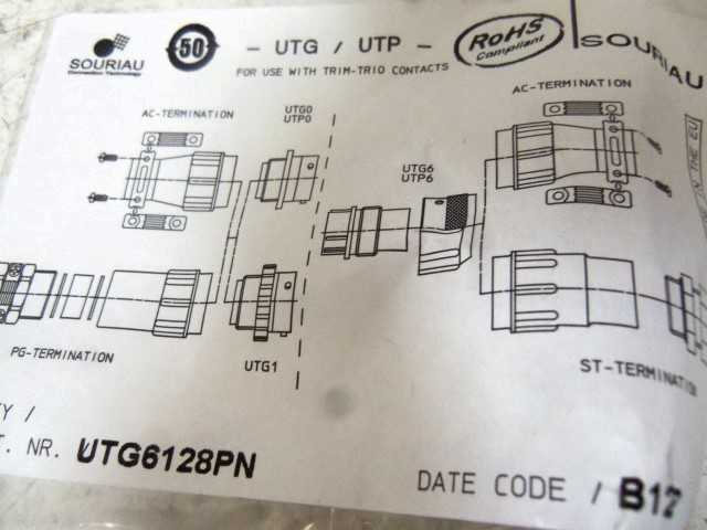 LOT OF 4 SOURIAU UTG6128PN CONNECTOR *NEW NO BOX*