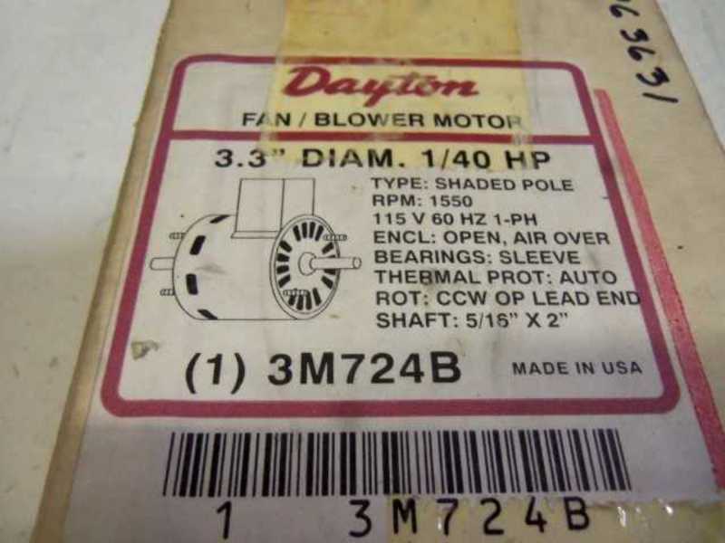 DAYTON 3M724B FAN/BLOWER MOTOR * NEW *