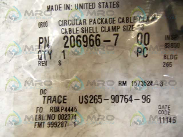 LOT OF 6 TE CONNECTIVITY 206966-7 CABLE CLAMP *NEW IN FACTORY BAG*