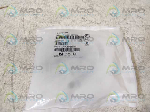 LOT OF 10 HARTING HAN 7D-BU-C 09210073131 *NEW IN FACTORY BAG*
