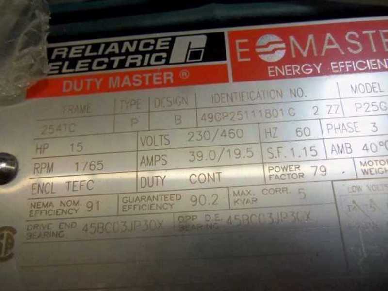 RELIANCE ELECTRIC P25G1118A MOTOR 254CTC 15 HP * NEW NO BOX *