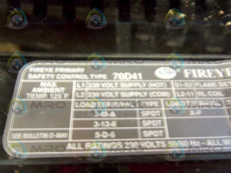 FIREYE 70D41 CHASSIS  UNMP