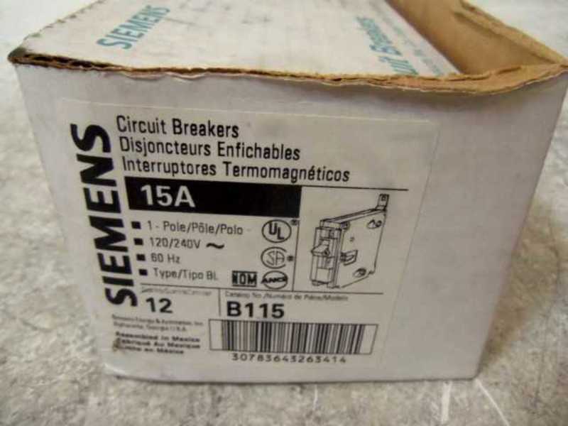 LOT OF 10 SIEMENS B115 CIRCUIT BREAKER 15A *NEW IN BOX*