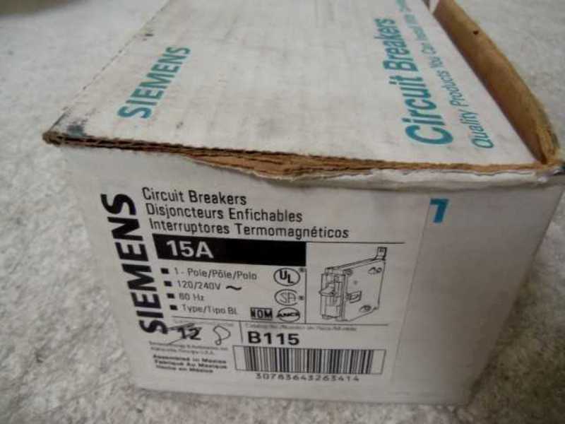 LOT OF 5 SIEMENS B115 CIRCUIT BREAKER 15A *NEW IN BOX*