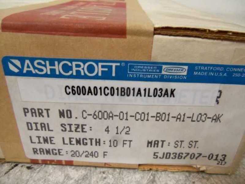 ASHCROFT C-600A-01-C01-B01-A1-L03-AK DIAL THERMOMETER 10FT * FACTORY SEALED *