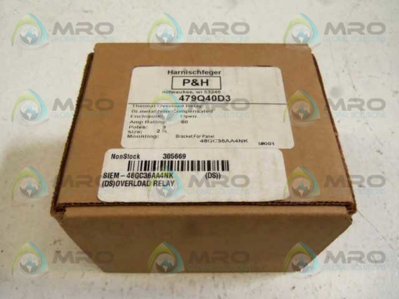 HARNISCHFEGER P&H 479QF0D3 OVERLOAD RELAY  NSMP