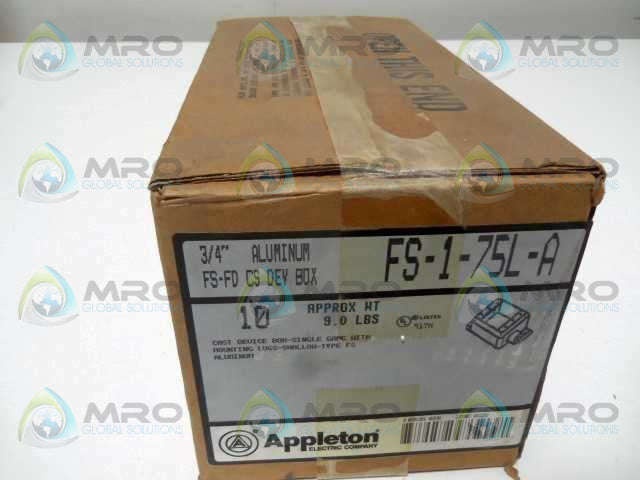 LOT OF 10 APPLETON FS-1-75L-A 3/4" MOUNTING BOX *NEW IN BOX*