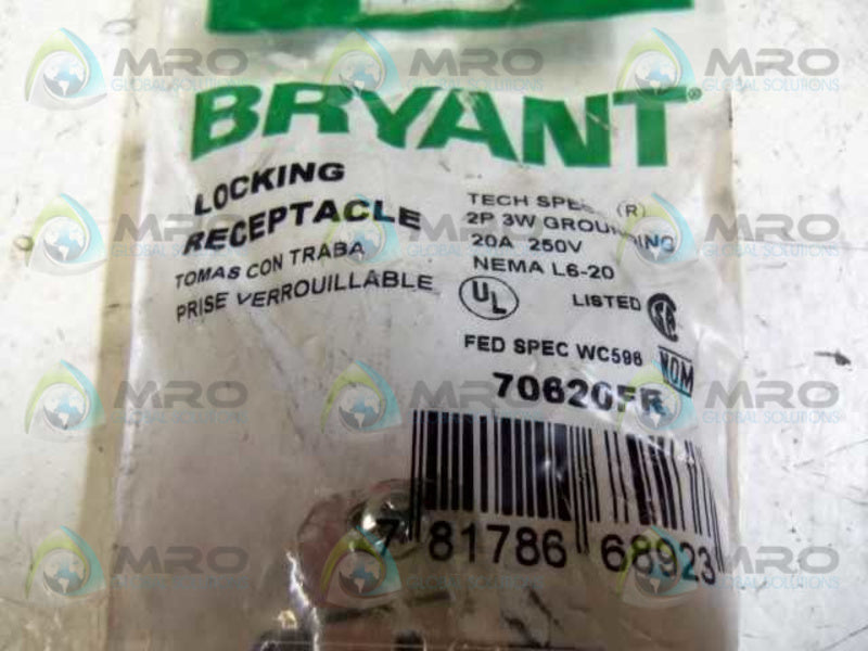 BRYANT 70620FR LOCKING RECEPTACLE * NEW IN FACTORY BAG *