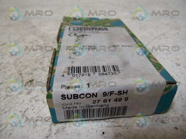 PHOENIX CONTACT SUBCON 9/F-SH CONNECTOR 27 61 49 9 * FACTORY SEALED *