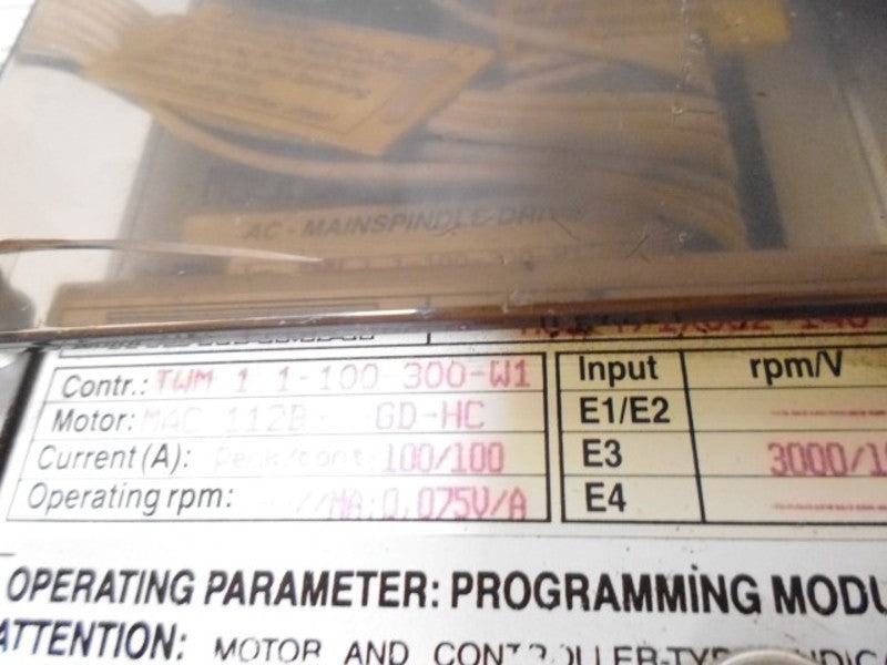 INDRAMAT TWM 1.1-100-300-W1 SPINDLE DRIVE  UNMP