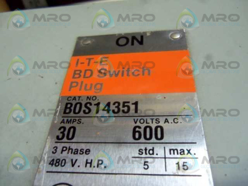 ITE B0S14351 BD SWITCH PLUG 30 AMP  UNMP