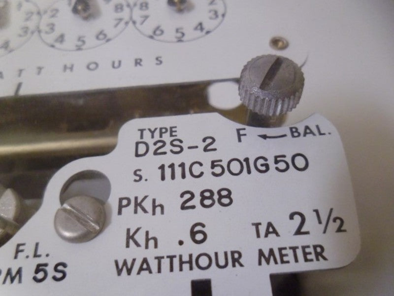 WESTINGHOUSE D2S-2 111C501G50 DETACHABLE WATTHOUR METER  NSMP
