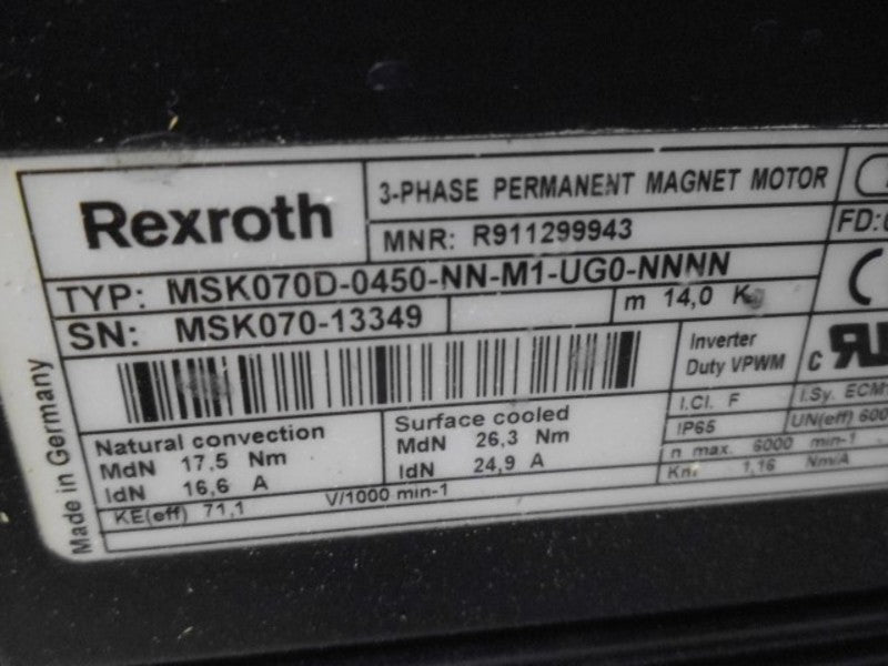 REXROTH MSK070D-0450-NN-M1-UG0-NNNN 3-PHASE MOTOR  UNMP