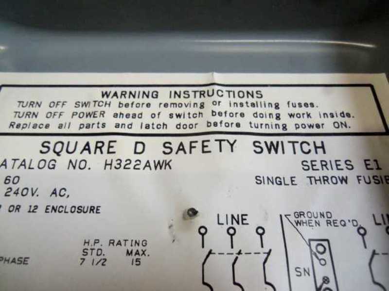 SQUARE D H322AWK SAFETY SWITCH 60 AMPS  UNMP