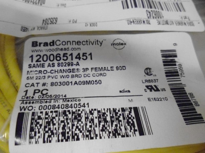 BRAD CONNECTIVITY 1200G51451 CORD SET * NEW IN FACTORY BAG *
