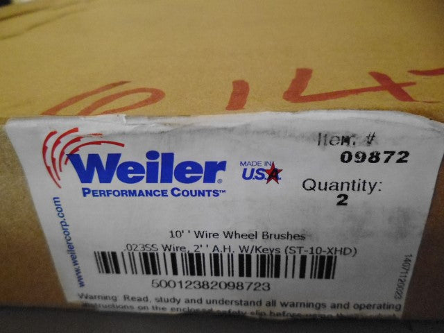LOT OF 2 WEILER 09872 10" WIRE WHEEL BRUSHES 5000 MAX RPM *NEW IN BOX*