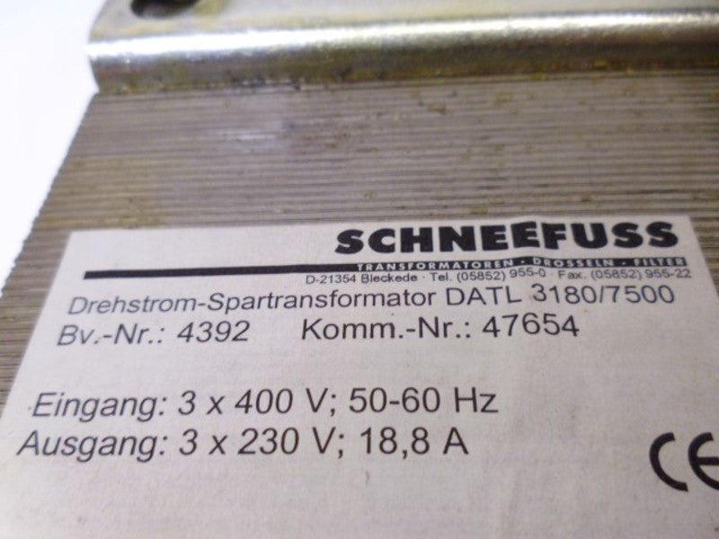 SCHNEEFUSS 3180/7500 TRANSFORMER 4392  NSNP