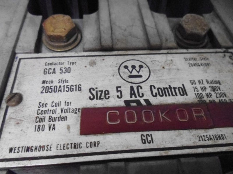 WESTINGHOUSE GCA 530 2050A15G1G CONTACTOR  UNMP