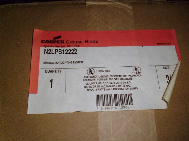 CROUSE-HINDS N2LPS12222 EMERGENCY LIGHTING SYSTEM * FACTORY SEALED *
