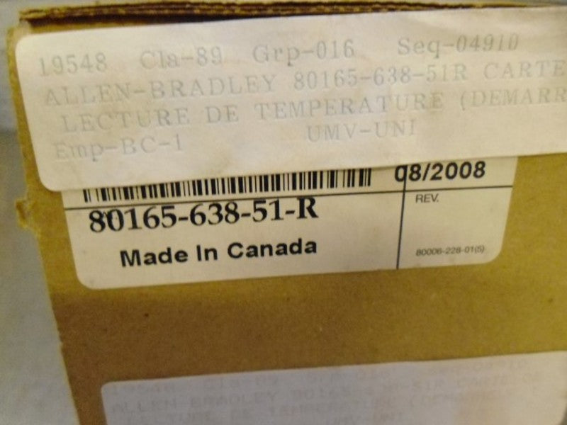 ALLEN BRADLEY 80165-638-51-R FEEBACK BOARD DATE: 08/2008 * FACTORY SEALED *