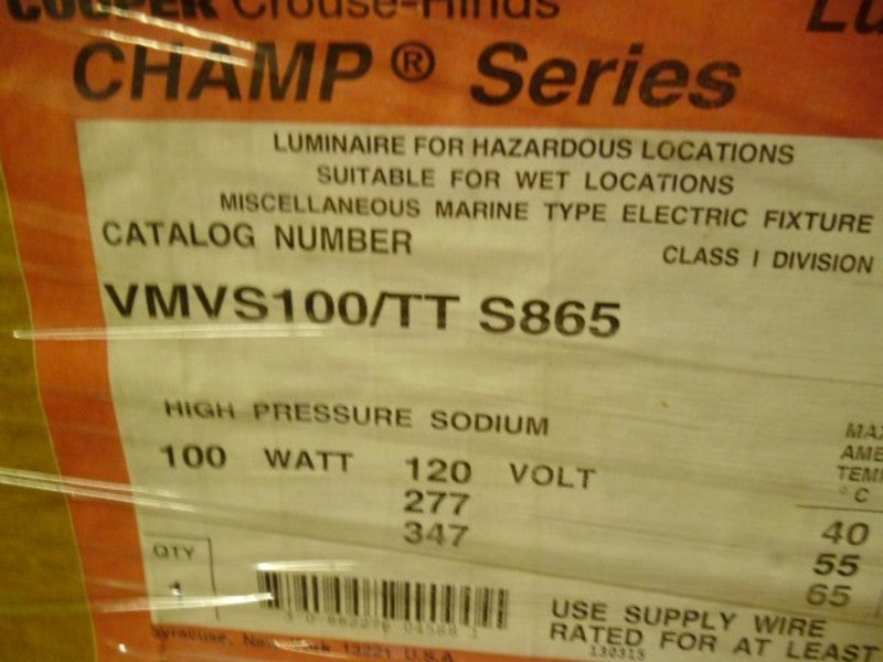 CROUSE-HINDS VMVS100/TT S865 LUMINAIRE * FACTORY SEALED *
