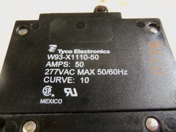 LOT OF 7 TYCO ELECTRONICS W93-X1110-50 CIRCUIT BREAKER 50 AMP  NSMP