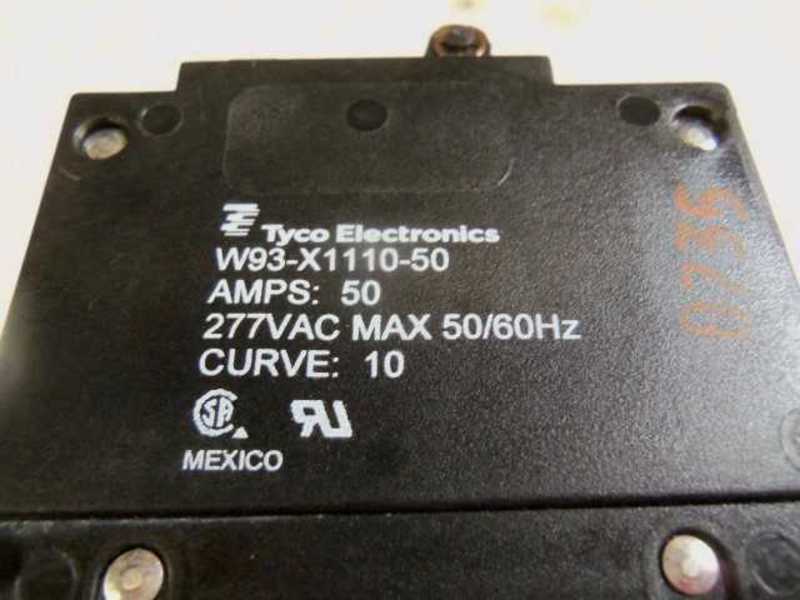 LOT OF 7 TYCO ELECTRONICS W93-X1110-50 CIRCUIT BREAKER 50 AMP  NSMP