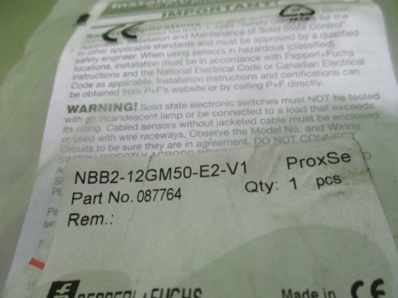 PEPPERL+FUCHS NBB2-12GM50-E2-V1 PROXIMITY SENSOR *NEW IN FACTORY BAG*