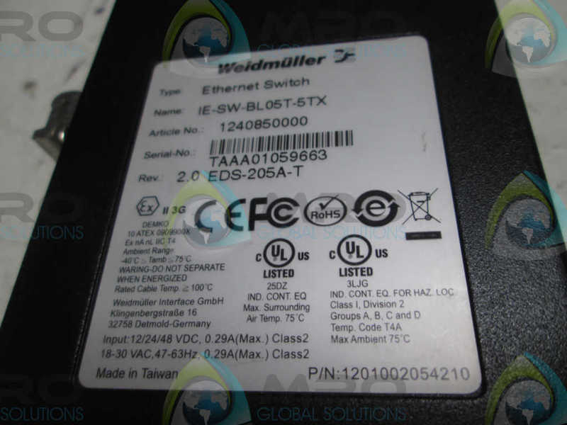 WEIDMULLER IE-SW-BL05T-5TX (1240850000) EHTERNET SWITCH  UNMP