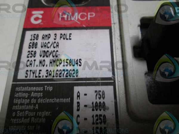 CUTLER HAMMER HMCP150U4S CIRCUIT BREAKER  UNMP