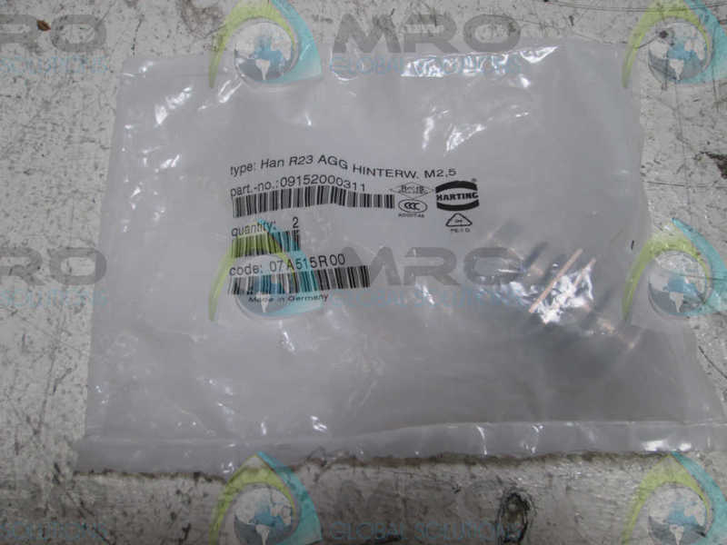 LOT OF 2 HARTING HAN R23 AGG HINTERW. M2,5 CONNECTOR  NSMP