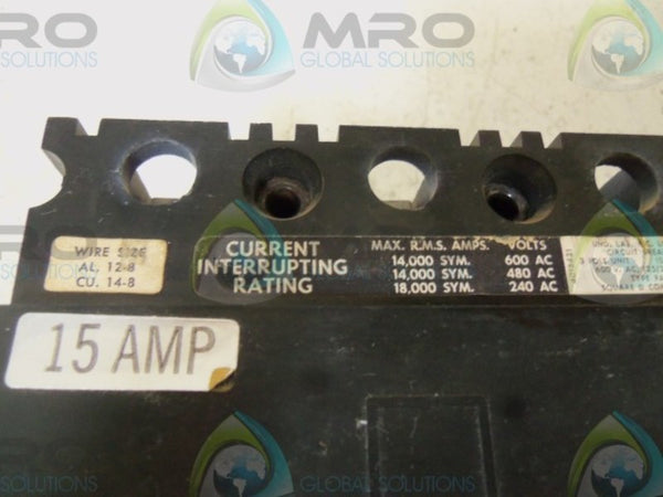 SQUARE D FAL36015 CIRCUIT BREAKER 15A  UNMP