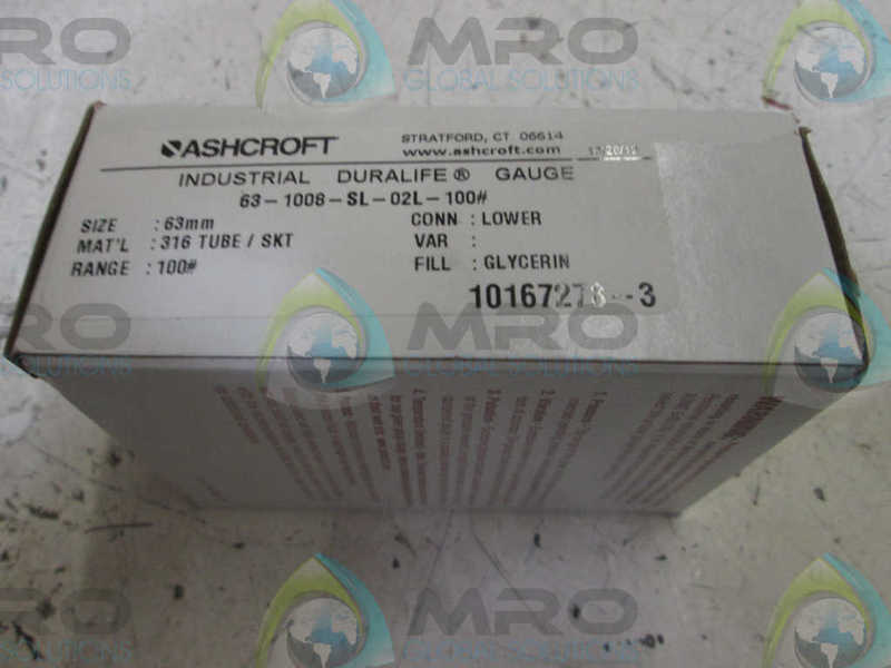 ASHCROFT 631008SL021-100# PRESSURE GAUGE 0-100 PSI  NSMP