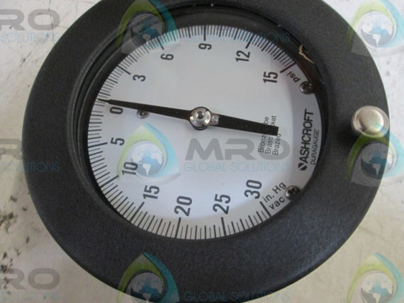 ASHCROFT 451377AS04B-30IMV&15# DURAGAUGE 30-0 IMV 0-15 PSI * NEW IN BOX *