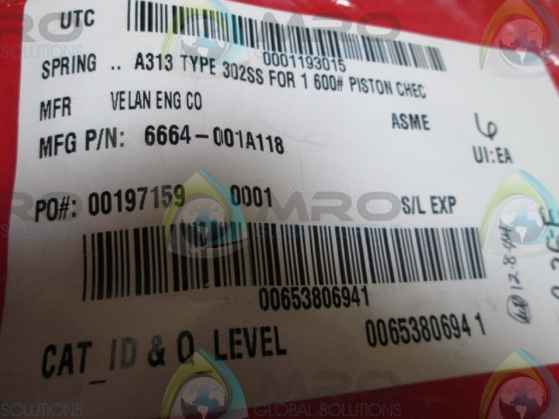 VELAN 6664-001A118 SPRING  NSNP