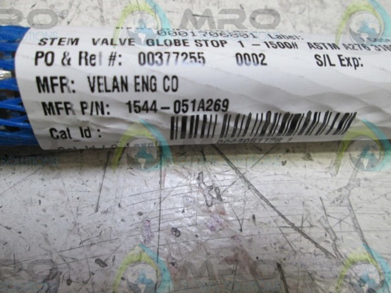 VELAN 1544-051A269 STEM VALVE GLOBE STOP  NSNP