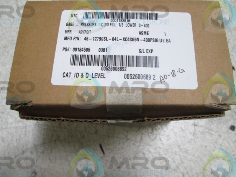ASHCROFT 451279SSL04LXC4SG6N-400# PRESSURE GAUGE 0-400 PSI  NSMP