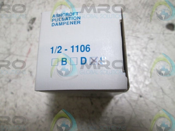 ASHCROFT 1/2-1106 PULSATION DAMPENER * NEW IN BOX *
