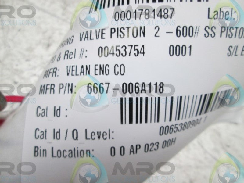 VELAN 6667-006A118 SPRING VALVE PISTON  NSNP