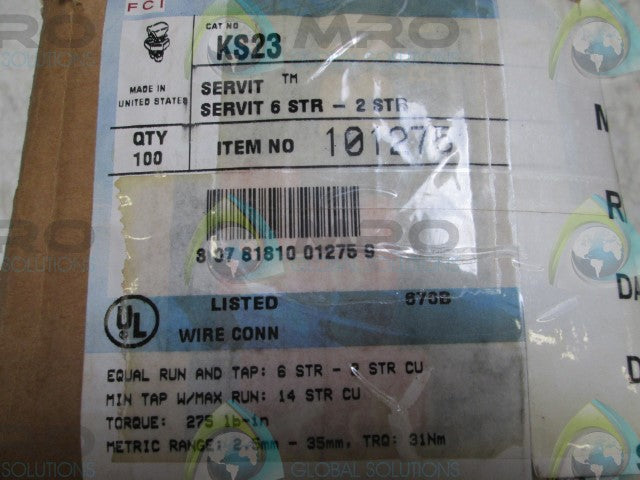 LOT OF 42 BURNDY KS23 SPLIT BOLT CONNECTOR *NEW IN BOX*